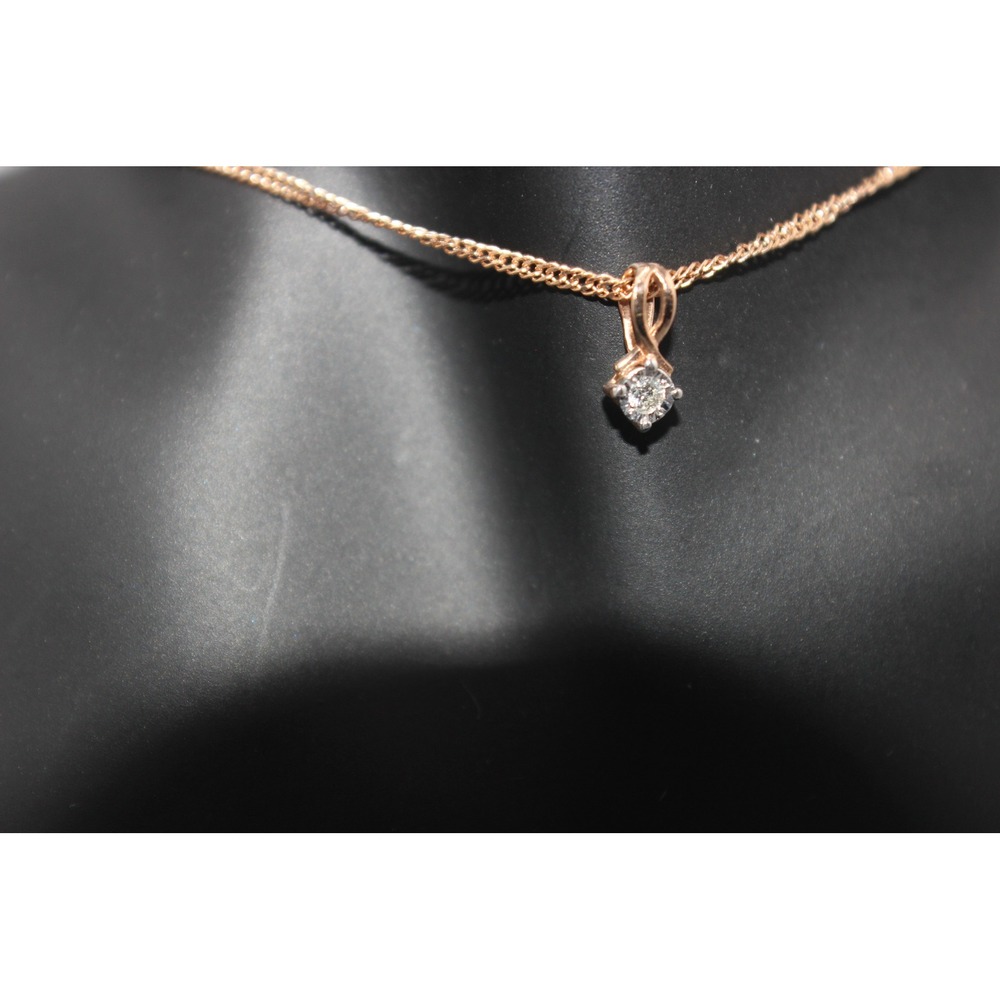 Rose Gold Gemstone Solitaire Pendant Round Brilliant Cut 0.47g